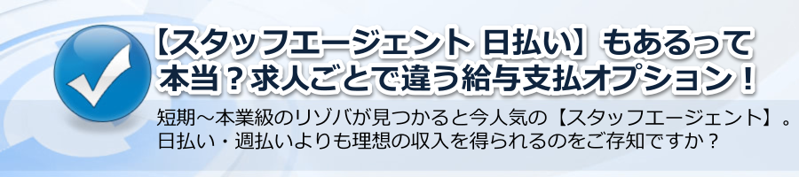 【スタッフエージェント 日払い】もあるって本当！求人ごとで違う給与支払オプションとは？